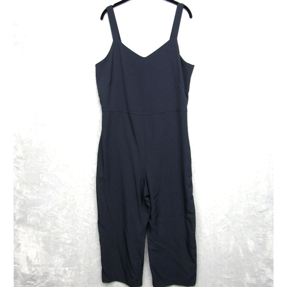 Everlane Jumpsuit Womens 14 Navy Blue Cropped Sleeveless Lightweight One Piece - Picture 1 of 13